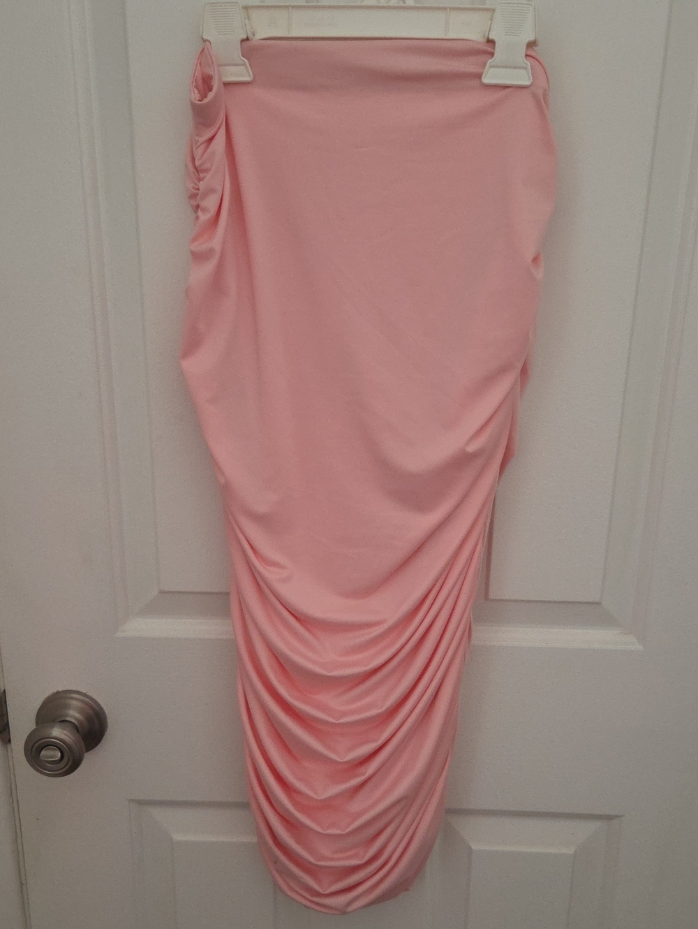 Ruched Pink Midi Skirt large